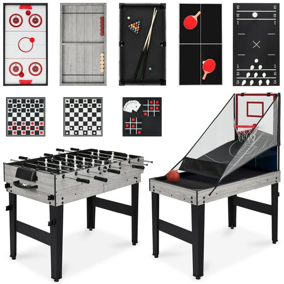 Best Choice Products 13-in-1 Combo Game Table Set w/ Ping Pong, Foosball, Basketball, Hockey, Archery - Gray
