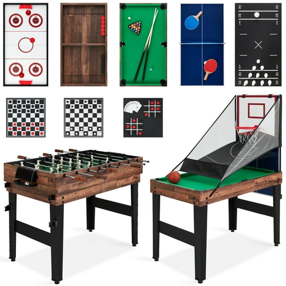 Best Choice Products 13-in-1 Combo Game Table Set w/ Ping Pong, Foosball, Basketball, Hockey, Archery - Walnut