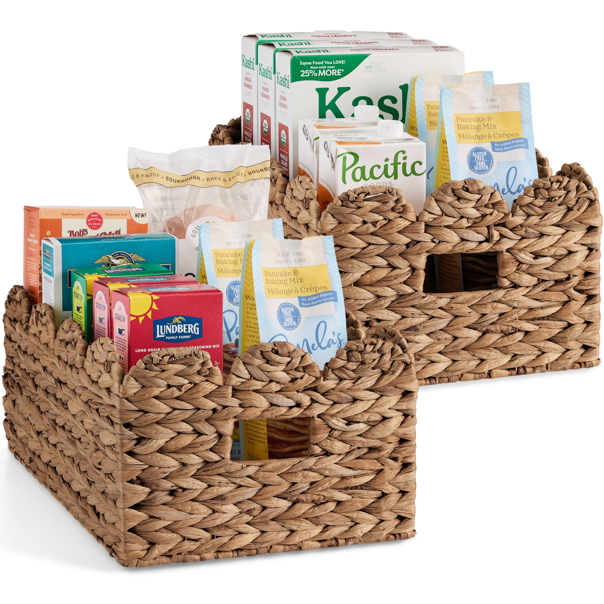 Best Choice Products 16x12 Scalloped Shelf Baskets, Woven Storage Bins, 2 Pack - Chestnut
