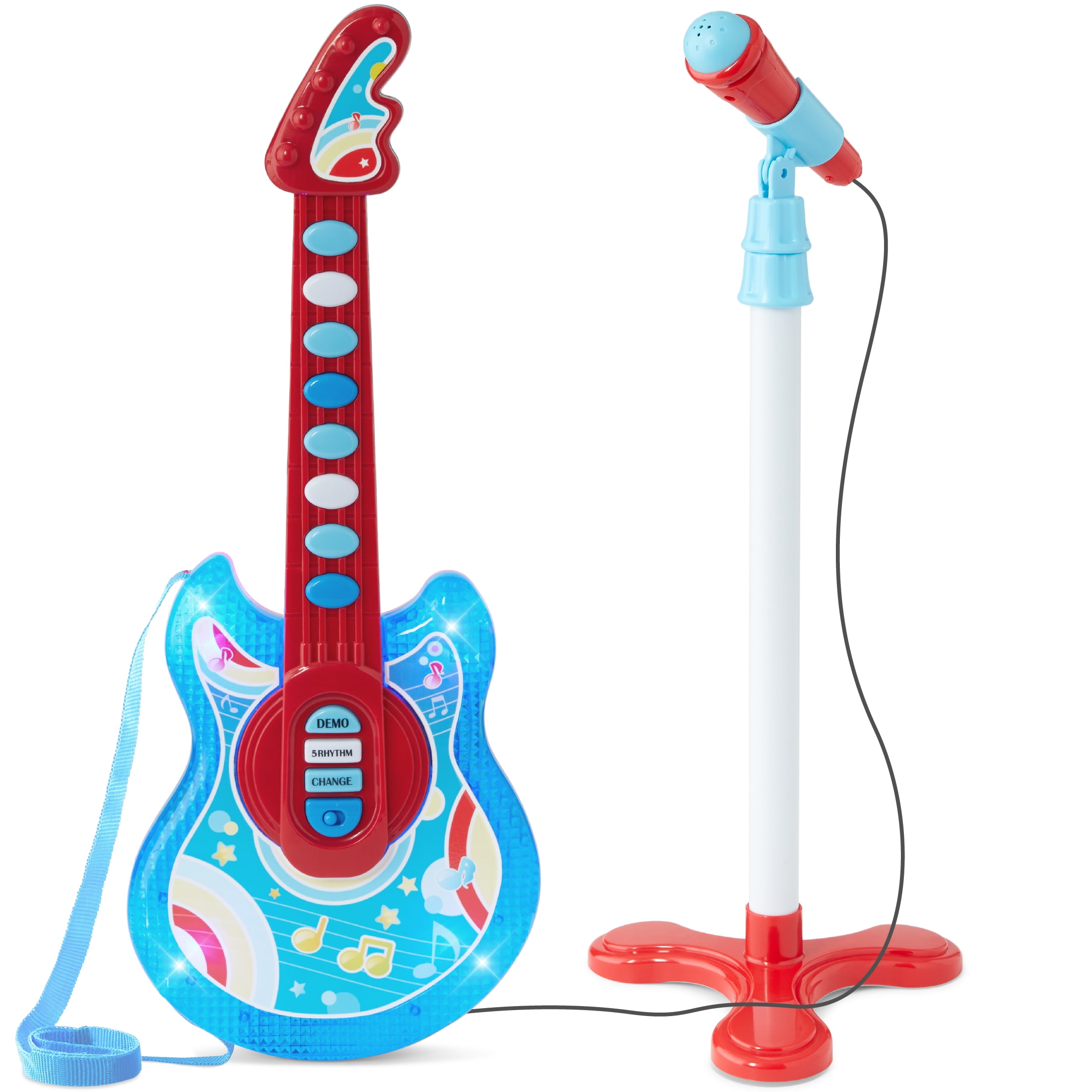 Enfants jouet guitare 4 cordes, 17 pouces bébé enfants guitare mignon rime  développement instrument de musique jouet Bleu zèbre - Cdiscount  Instruments de musique