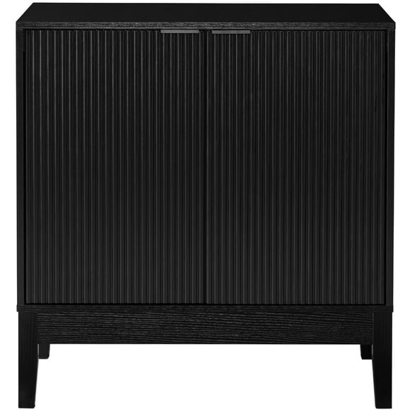 Best Choice Products 2-Door Reeded Storage Cabinet w/ Soft-Close Doors, Multipurpose Accent Furniture - Black