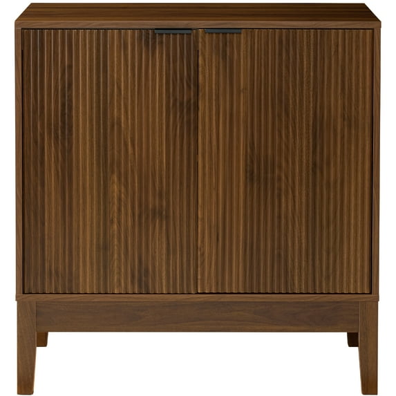 Best Choice Products 2-Door Reeded Storage Cabinet w/ Soft-Close Doors, Multipurpose Accent Furniture - Walnut