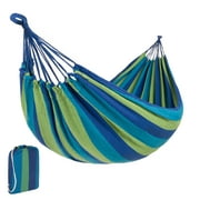 Best Choice Products 2-Person Brazilian-Style Cotton Double Hammock Bed w/ Portable Carrying Bag - Blue