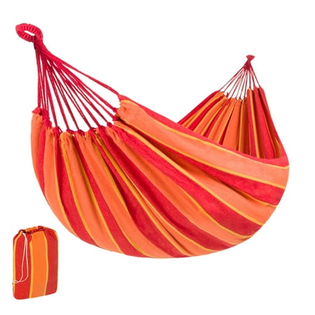 Best Choice Products 2-Person Brazilian-Style Cotton Double Hammock Bed w/ Portable Carrying Bag - Orange
