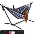 thumbnail image 1 of Best Choice Products 2-Person Brazilian-Style Cotton Double Hammock with Stand Set w/ Carrying Bag - Abyss, 1 of 7