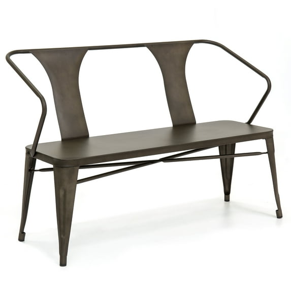 Best Choice Products 2-Person Indoor Outdoor Industrial Vintage Metal Bench for Garden, Patio, Bonus Room