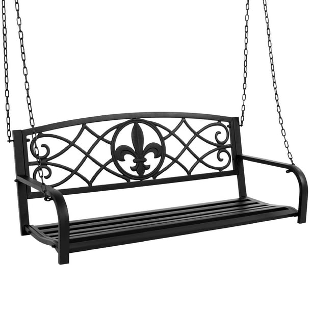 Best Choice Products 2 Person Metal Outdoor Porch Swing Hanging Patio Bench w Weather Resistant Steel Black Walmart Business Supplies