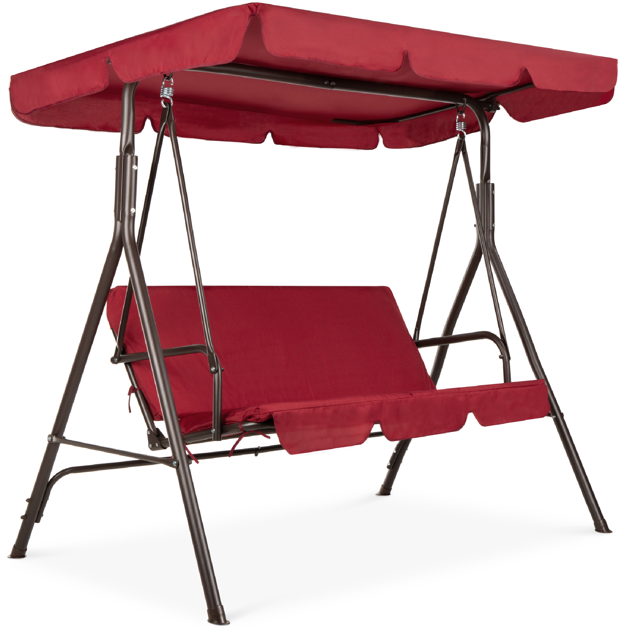 Best Choice Products 2-Person Outdoor Convertible Canopy Swing Glider Lounge Chair w/ Removable Cushions - Burgundy - image 1 of 7