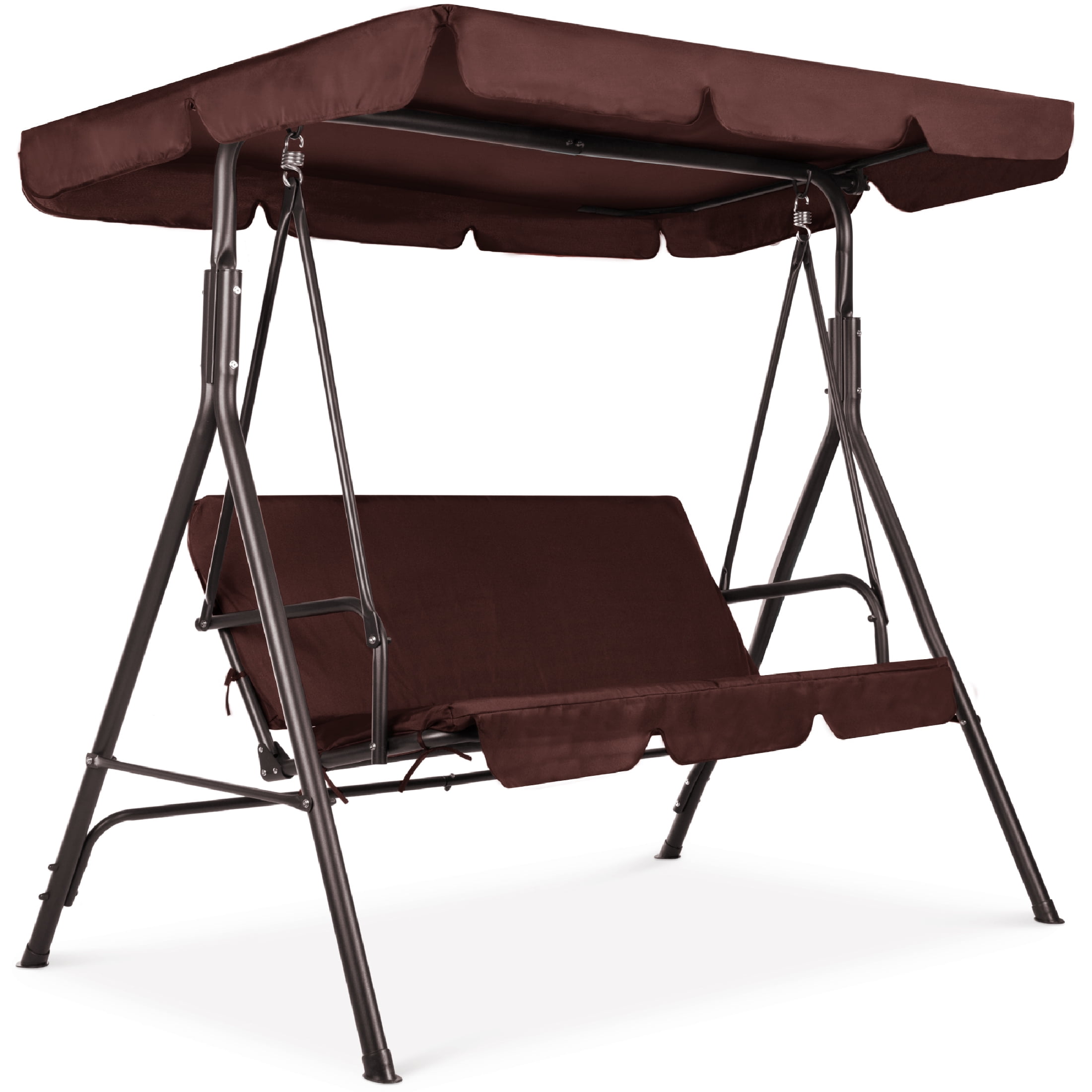 Brown Steel 2-Person Outdoor Convertible Canopy Swing Glider