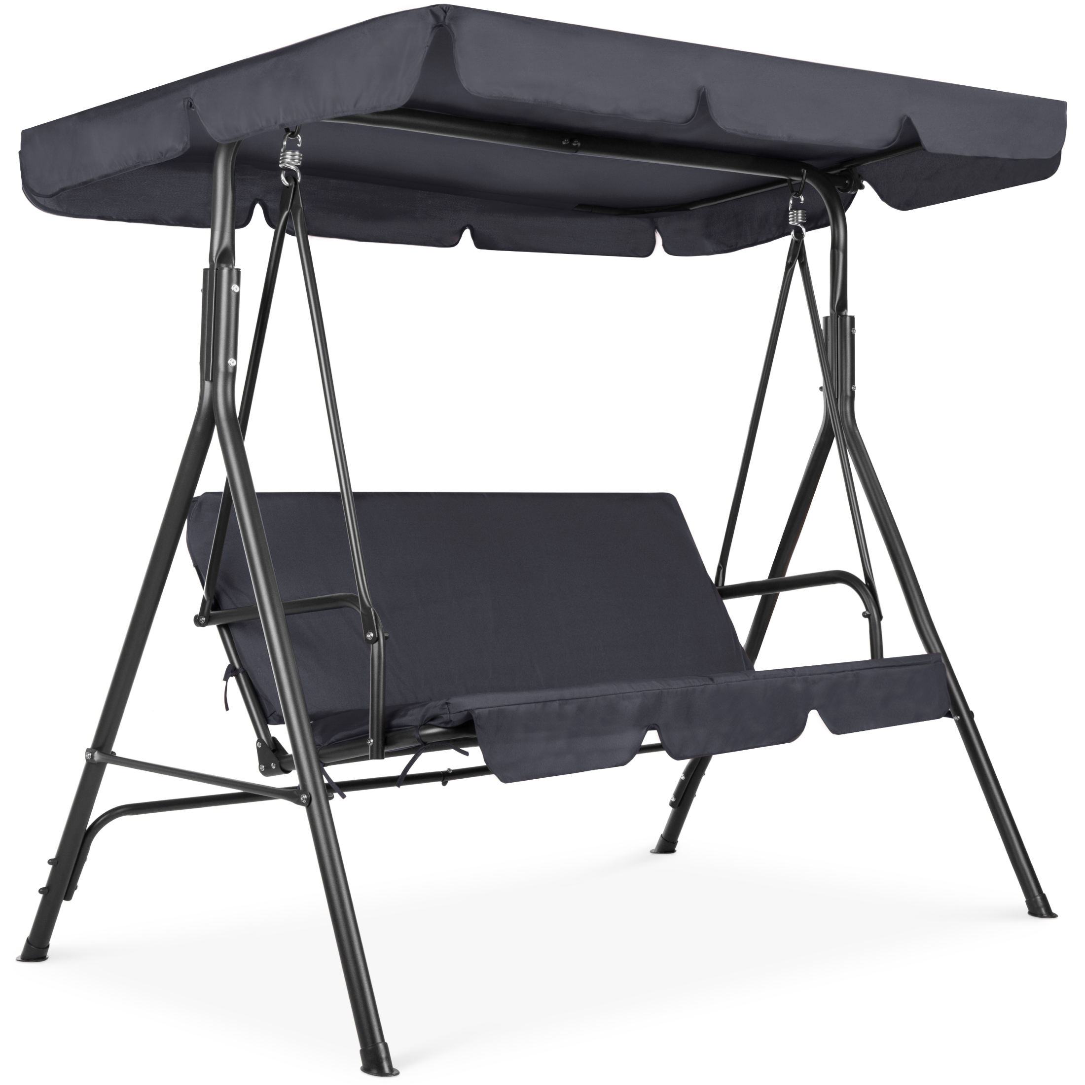 Best Choice Products 2-Person Outdoor Large Convertible Canopy Swing Glider Lounge Chair w/ Removable Cushions - Gray - image 1 of 7