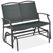 Best Choice Products 2-Person Outdoor Swing Glider, Steel Patio Loveseat, Bench Rocker w/ Armrests - Dark Gray