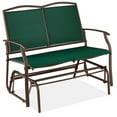 thumbnail image 1 of Best Choice Products 2-Person Outdoor Swing Glider, Steel Patio Loveseat, Bench Rocker w/ Armrests - Forest Green/Brown, 1 of 9