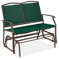 thumbnail image 1 of Best Choice Products 2-Person Outdoor Swing Glider, Steel Patio Loveseat, Bench Rocker w/ Armrests - Forest Green/Brown, 1 of 8