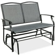 Best Choice Products 2-Person Outdoor Swing Glider, Steel Patio Loveseat, Bench Rocker w/ Armrests - Gray