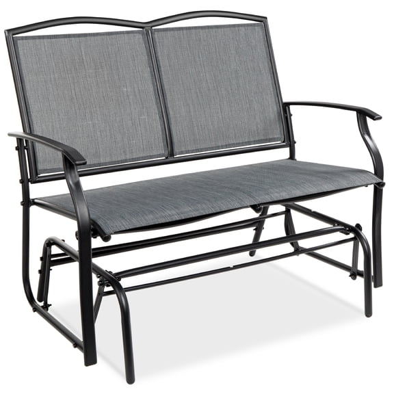 Best Choice Products 2-Person Outdoor Swing Glider, Steel Patio Loveseat, Bench Rocker w/ Armrests - Gray