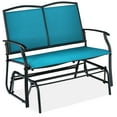 thumbnail image 1 of Best Choice Products 2-Person Outdoor Swing Glider, Steel Patio Loveseat, Bench Rocker w/ Armrests - Peacock Blue/Black, 1 of 8