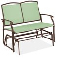 thumbnail image 1 of Best Choice Products 2-Person Outdoor Swing Glider, Steel Patio Loveseat, Bench Rocker w/ Armrests - Sage Green/Brown, 1 of 8
