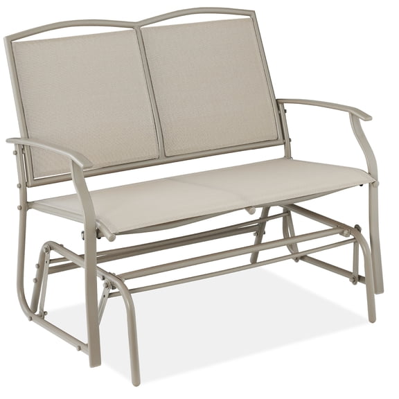 Best Choice Products 2-Person Outdoor Swing Glider, Steel Patio Loveseat, Bench Rocker w/ Armrests - Taupe