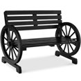 thumbnail image 1 of Best Choice Products 2-Person Wooden Wagon Wheel Bench for Patio, Garden, Outdoor Lounging w/ Rustic Design - Black, 1 of 8