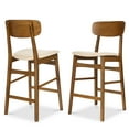 thumbnail image 1 of Best Choice Products 2-Piece Farmhouse Counter Height Bar Stool Set w/ Cushioned Seat, Wooden Backrest  Walnut/Cream, 1 of 10