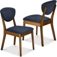 thumbnail image 1 of Best Choice Products 2-Piece Mid-Century Modern Wood & Upholstered Dining Chair Set - Walnut/Navy Blue, 1 of 7