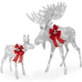 thumbnail image 1 of Best Choice Products 2-Piece Moose Family Lighted Christmas Yard Decor Set w/ 170 LED Lights, Stakes, Zip Ties - Silver, 1 of 7