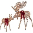 thumbnail image 1 of Best Choice Products 2-Piece Moose Family Lighted Christmas Yard Decor Set w/ 170 LED Lights, Stakes, Zip Ties - Rattan, 1 of 7