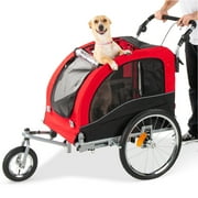 Best Choice Products 2-in-1 Dog Bike Trailer, Pet Stroller Bicycle Carrier w/ Hitch, Brakes, Visibility Flag, Reflector