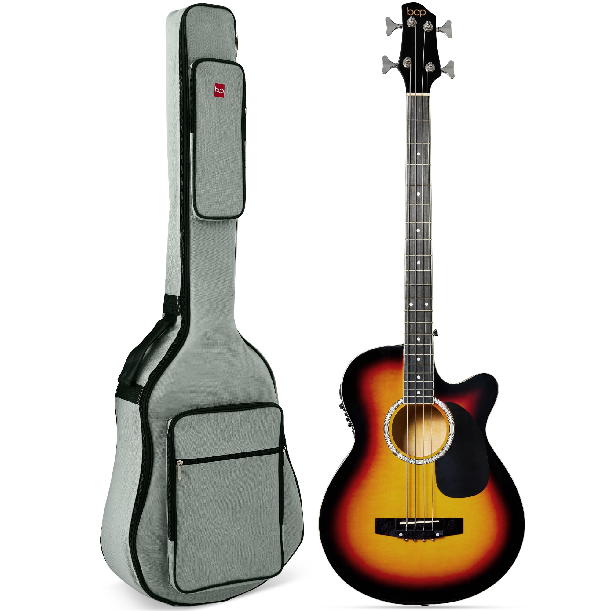 Acoustic Electric Bass Guitar, Blue, 22-Fret, 4-Band Equalizer