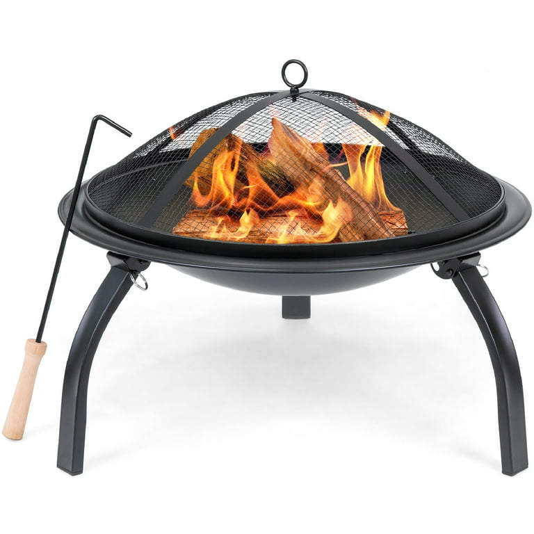 Best Choice Products 22in Steel Outdoor Fire Pit Bowl BBQ Grill w/ Screen Cover, Log Grate, Poker for Camping, Bonfire Best Choice Products 22in Steel Outdoor Fire Pit Bowl BBQ Grill w/ Screen Cover, Log Grate, Poker for Camping, Bonfire