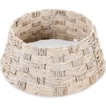 thumbnail image 1 of Best Choice Products 24in Basket Woven Hyacinth Christmas Tree Collar, Skirt Accessory w/ Cord Cut-Out - Transparent White, 1 of 10
