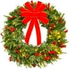 Best Choice Products  Pre-Lit Battery Powered Christmas Wreath Decoration w/ 70 Lights, 96 PVC Tips, Ribbons
