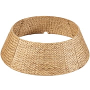 Best Choice Products 24in Woven Hyacinth Christmas Tree Collar, Tree Skirt Accessory w/ Cord Cut-Out - Natural