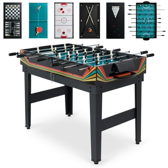 Best Choice Products 2x4ft 10-in-1 Combo Game Table Set w/ Hockey, Foosball, Pool, Shuffleboard, Ping Pong - Black