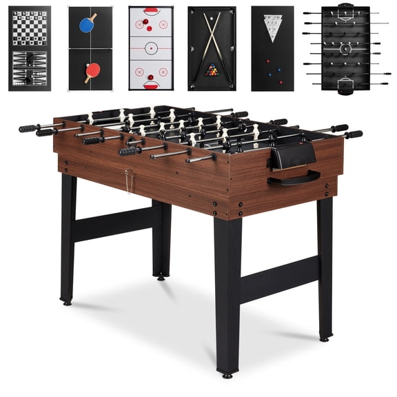 Best Choice Products 2x4ft 10-in-1 Combo Game Table Set w/ Hockey, Foosball, Pool, Shuffleboard, Ping Pong - Black