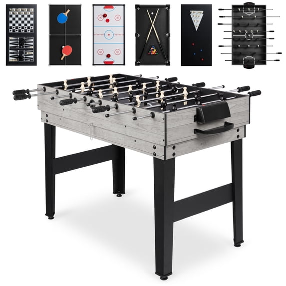Best Choice Products 2x4ft 10-in-1 Combo Game Table Set w/ Hockey, Foosball, Pool, Shuffleboard, Ping Pong - Gray