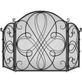 thumbnail image 1 of Best Choice Products 3-Panel 55x33in Wrought Iron Fireplace Safety Screen Decorative Scroll Spark Guard Cover - Black, 1 of 8
