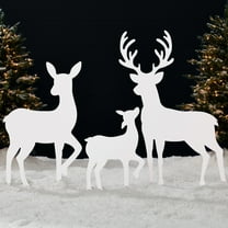 Best Choice Products 3-Piece 46in 2D Deer Family Silhouette Set, Outdoor Christmas Yard Decor w/ Buck, Doe, Fawn - White
