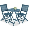 thumbnail image 1 of Best Choice Products 3-Piece Acacia Wood Bistro Set, Folding Patio Furniture w/ 2 Chairs, Table - Slate Blue, 1 of 8