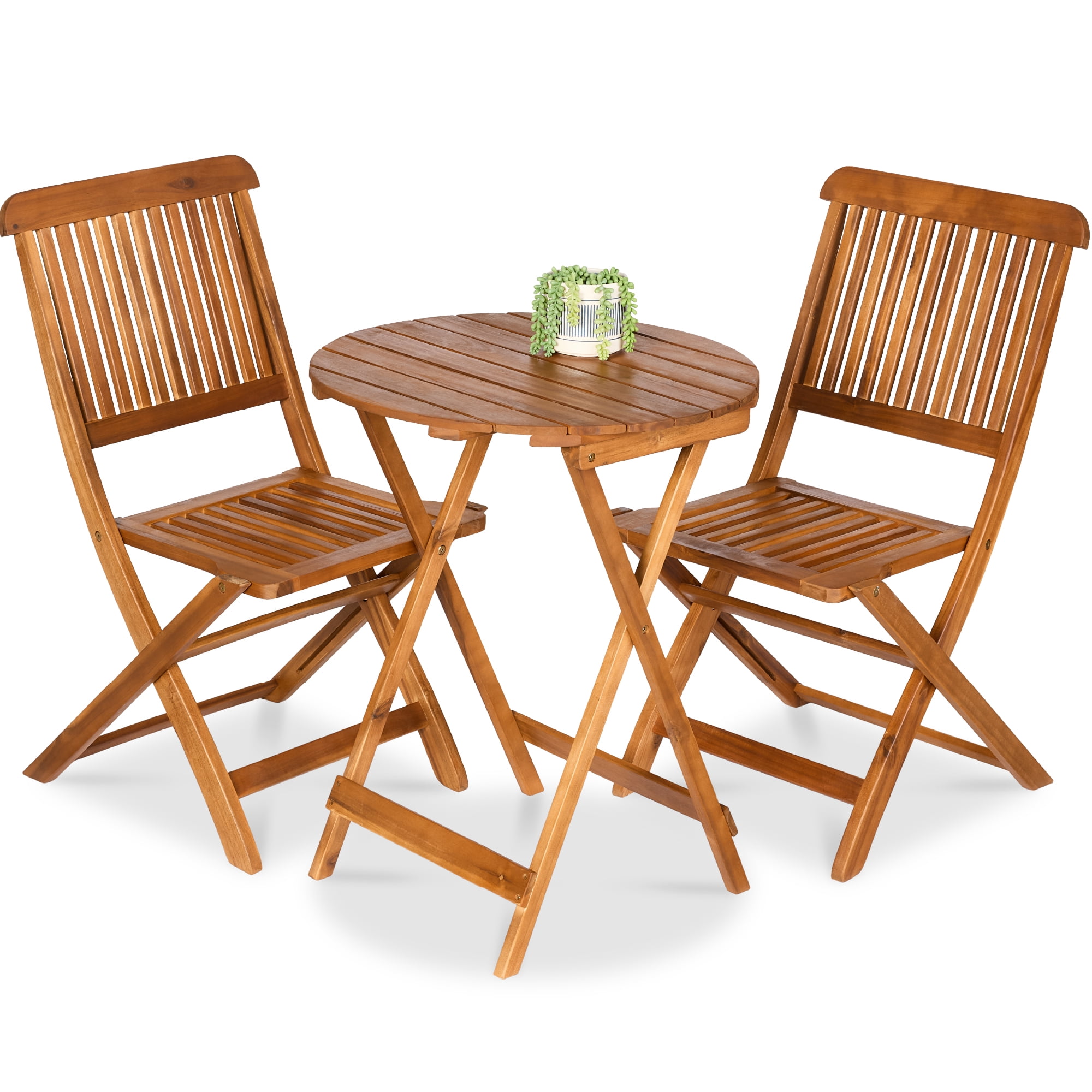 Elegant Acacia Wood 3-Piece Bistro Set with Teak Finish