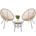 thumbnail image 1 of Best Choice Products 3-Piece All-Weather Patio Acapulco Bistro Furniture Set w/ Rope, Glass Top Table - Natural, 1 of 7