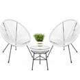 thumbnail image 1 of Best Choice Products 3-Piece All-Weather Patio Acapulco Bistro Furniture Set w/ Rope, Glass Top Table - White, 1 of 7
