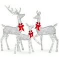 thumbnail image 1 of Best Choice Products 3-Piece Lighted Christmas Deer Set Outdoor Yard Decoration w/ 360 LED Lights, Stakes - Silver, 1 of 8