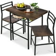 thumbnail image 1 of Best Choice Products 3-Piece Modern Dining Set, Square Table & Chairs Set w/ Steel Frame, Storage Rack - Dark Brown/Black, 1 of 8