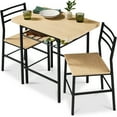 thumbnail image 1 of Best Choice Products 3-Piece Modern Dining Set, Square Table & Chairs Set w/ Steel Frame, Storage Rack - Natural/Black, 1 of 8
