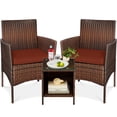thumbnail image 1 of Best Choice Products 3-Piece Outdoor Wicker Conversation Patio Bistro Set, w/ 2 Chairs, Table - Brown/Dark Rust, 1 of 8