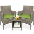 thumbnail image 1 of Best Choice Products 3-Piece Outdoor Wicker Conversation Patio Bistro Set, w/ 2 Chairs, Table - Taupe/Pistachio, 1 of 8