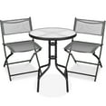 thumbnail image 1 of Best Choice Products 3-Piece Patio Bistro Dining Furniture Set w/ Glass Tabletop, Folding Chairs - Gray, 1 of 10