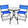 thumbnail image 1 of Best Choice Products 3-Piece Patio Bistro Dining Furniture Set w/ Glass Tabletop, Folding Chairs - Resort Blue, 1 of 10