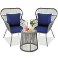 thumbnail image 1 of Best Choice Products 3-Piece Patio Conversation Bistro Set, Outdoor Wicker w/ 2 Chairs, Cushions, Side Table - Gray/Navy, 1 of 9